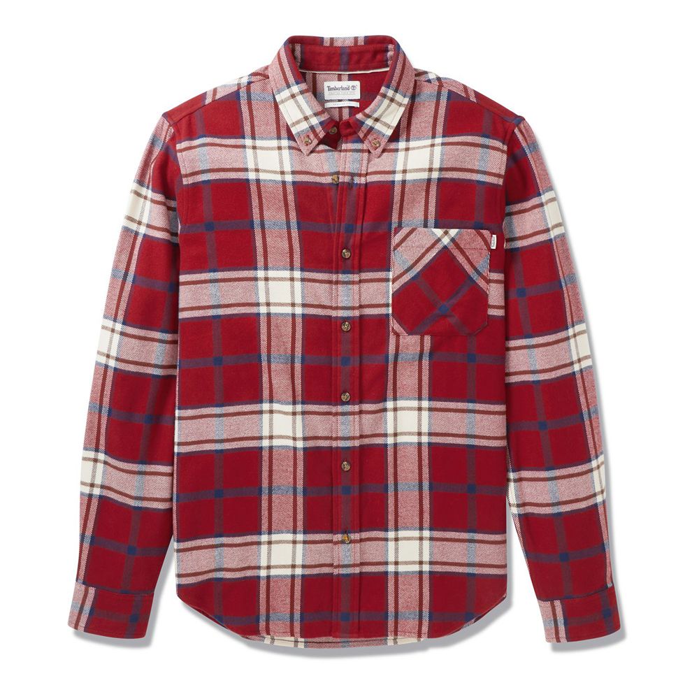 Timberland Mens Shirts Back River Heavy Flannel Check - Red/White - India WF8143207